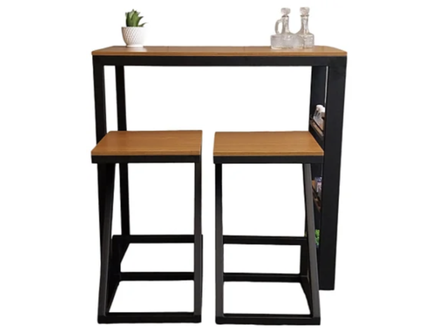 Conjunto de Mesa Bistro Atlanta Estilo Industrial com 2 Banquetas